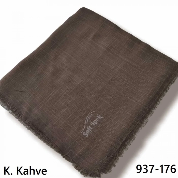 Soft İpek Düz Renk Flamlı Pamuk Eşarp (koyu Kahve) 937-176