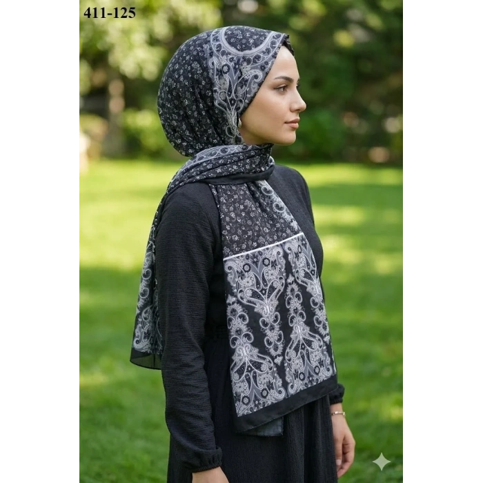 Soft İpek Etnik Desen Soft Şal 411-125