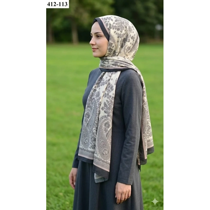 Soft İpek Etnik Desen Soft Şal 412-113
