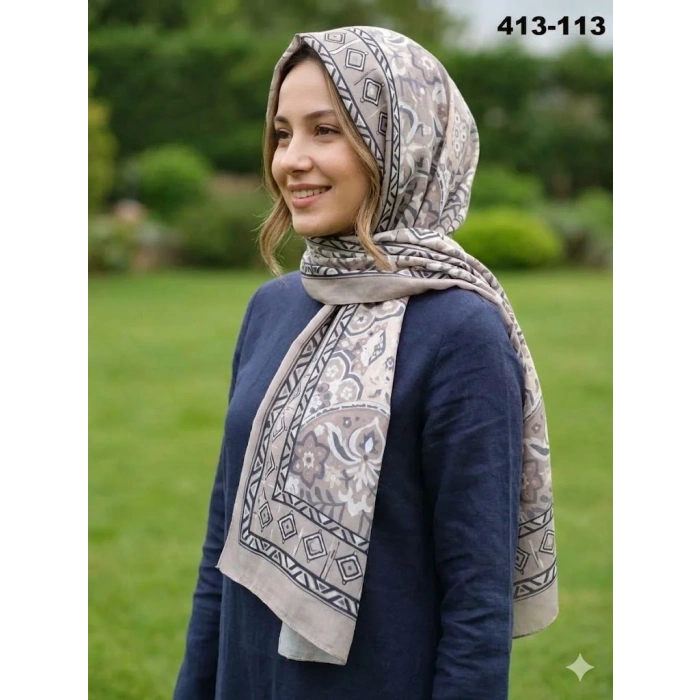 Soft İpek Etnik Desen Soft Şal 413-113