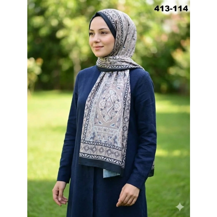 Soft İpek Etnik Desen Soft Şal 413-114