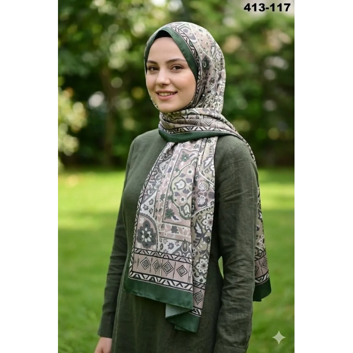Soft İpek Etnik Desen Soft Şal 413-117