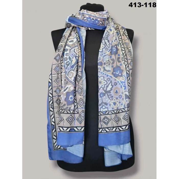 Soft İpek Etnik Desen Soft Şal 413-118