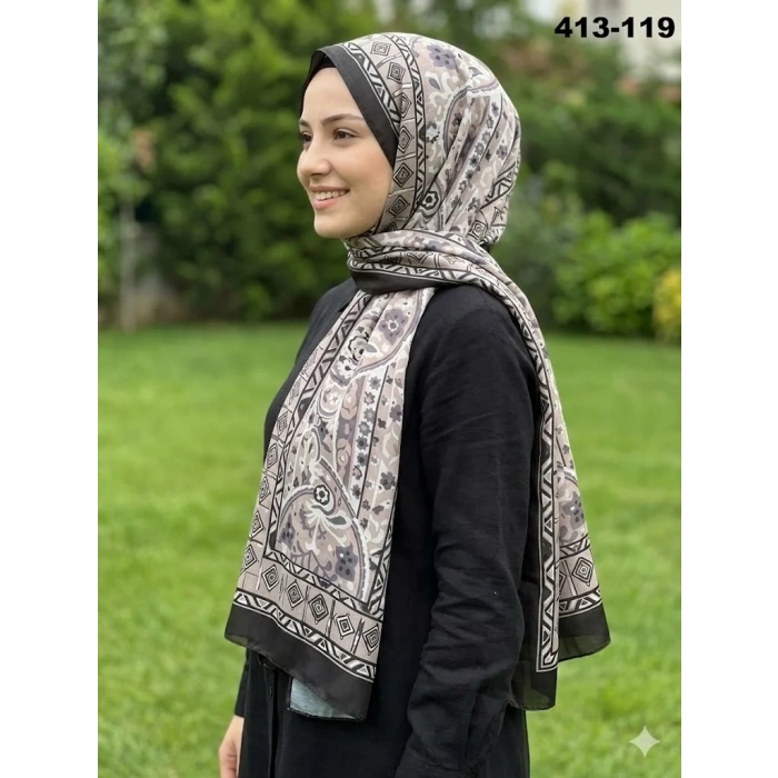 Soft İpek Etnik Desen Soft Şal 413-119