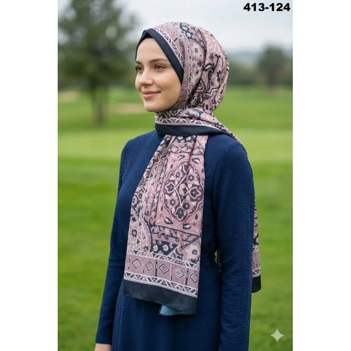 Soft İpek Etnik Desen Soft Şal 413-124