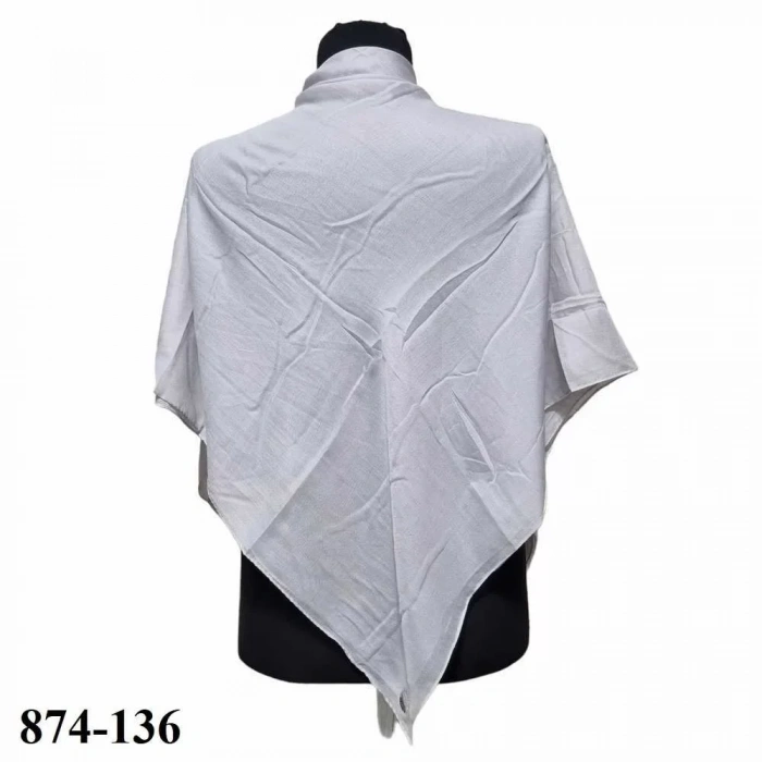 Soft İpek Kenar Dikişli Düz Yazma (gümüş gri) 874-136