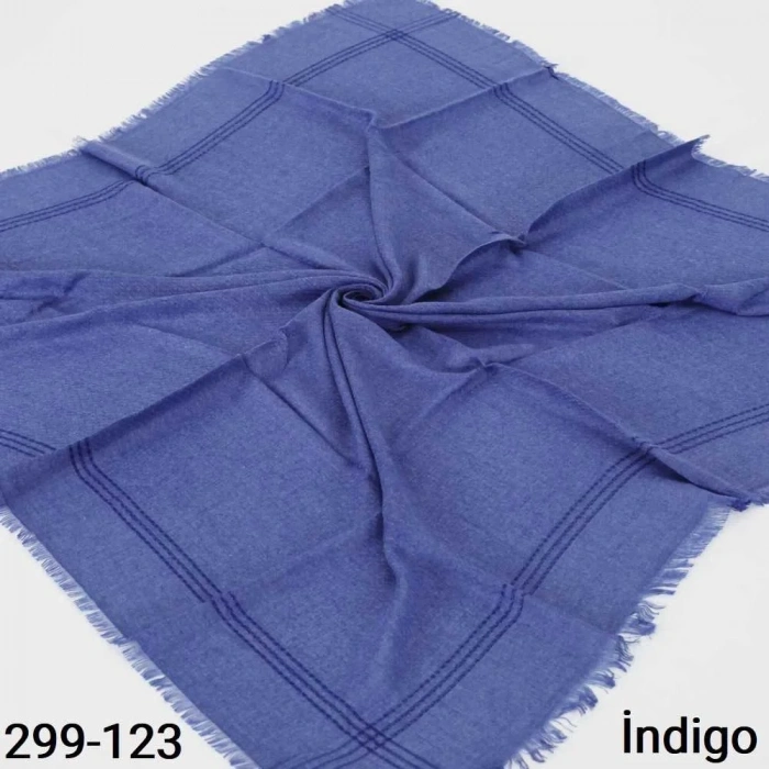 Soft İpek Sim Şeritli Balık Sırtı Pamuk Eşarp (indigo ) 299-123
