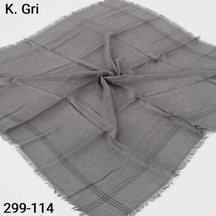 Soft İpek Sim Şeritli Balık Sırtı Pamuk Eşarp (k.gri) 299-114