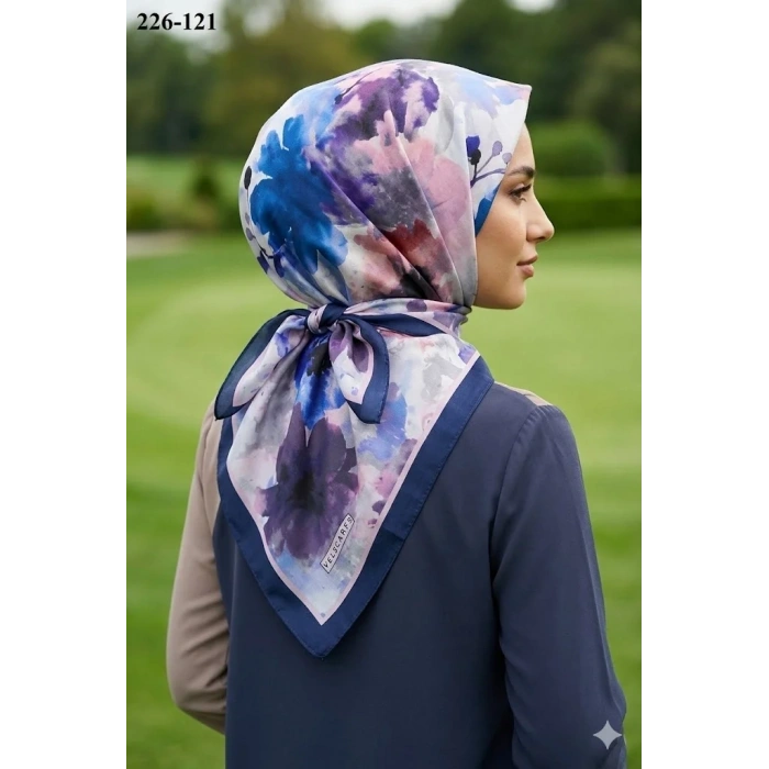 Velscarfs Soft Pamuk Parla Eşarp (Lacivert) 226-121