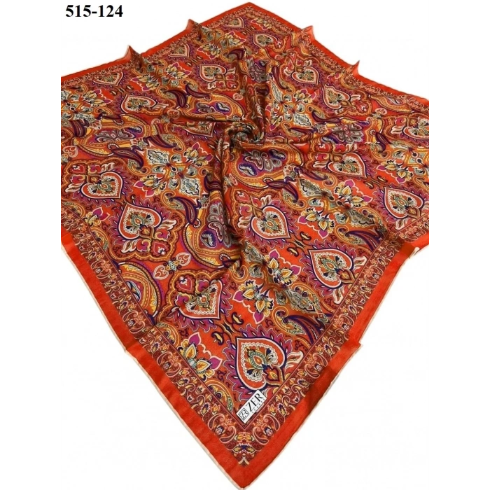 Zer Scarf Dijital Soft Pamuk Eşarp (Turuncu) 515-124