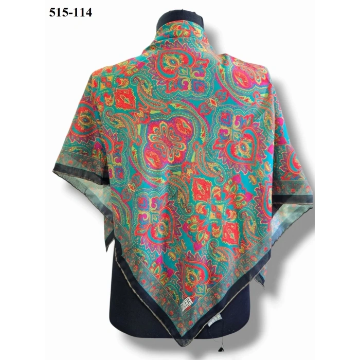 Zer Scarf Dijital Soft Pamuk Eşarp (Yeşil Kırmızı) 515-114
