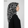 Eyfel Desenli Dimi Pamuk Eşarp (Siyah - Beyaz Serisi) 1014-126