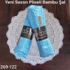Lady Coco Pliseli Bambu Şal 269-122 (mavi)