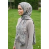Moon Scarf Bambu Kraş Pamuk Şal (Gri) 203-114