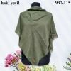 Soft İpek Düz Renk Flamlı Pamuk Eşarp (Haki Yeşil) 937-115