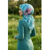 Zer Scarf Dijital Soft Pamuk Eşarp (Turkuaz-Kırmızı) 1041-116