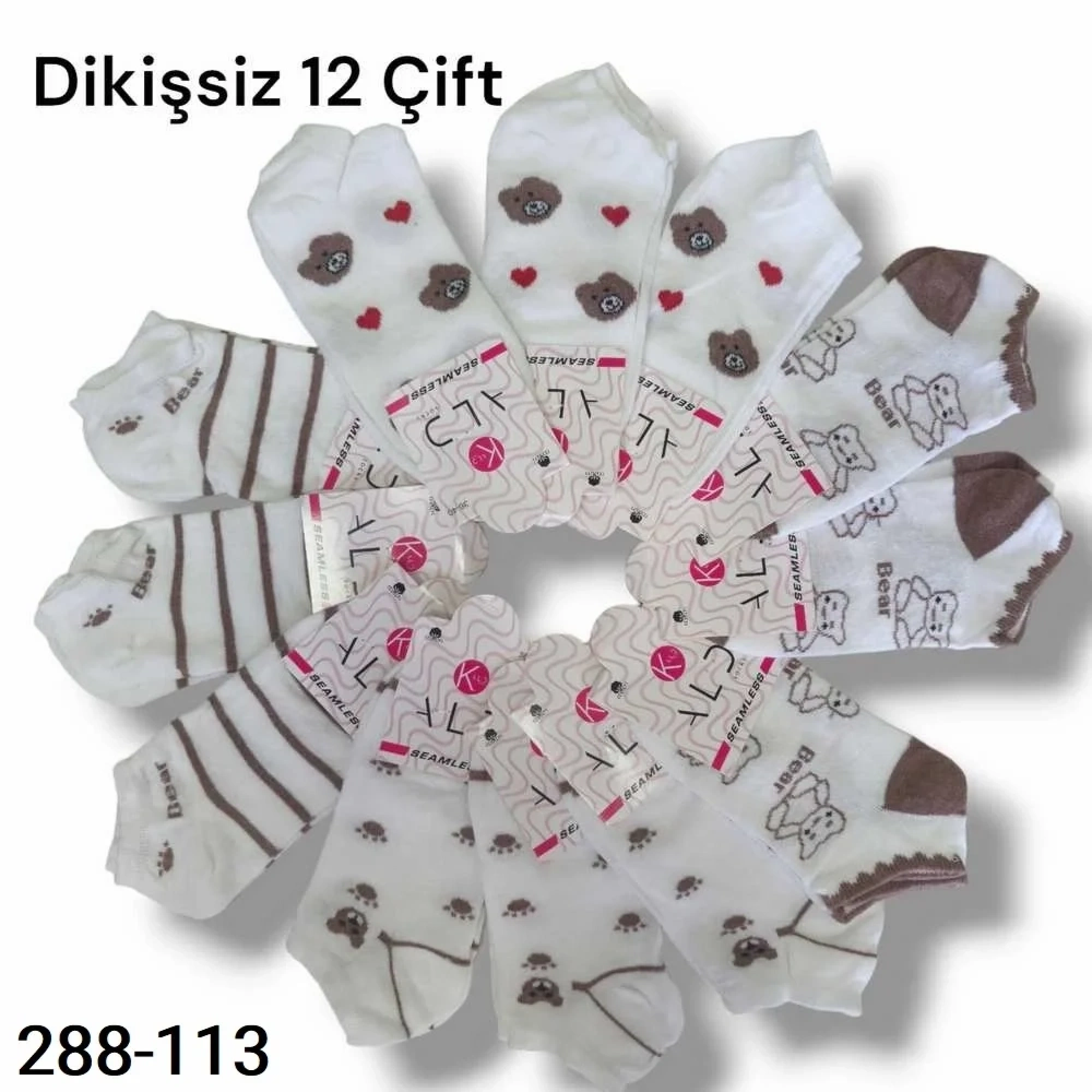 Aldano Dikişsiz Bayan Patik Çorap (12 Çift Karışık) 288-113