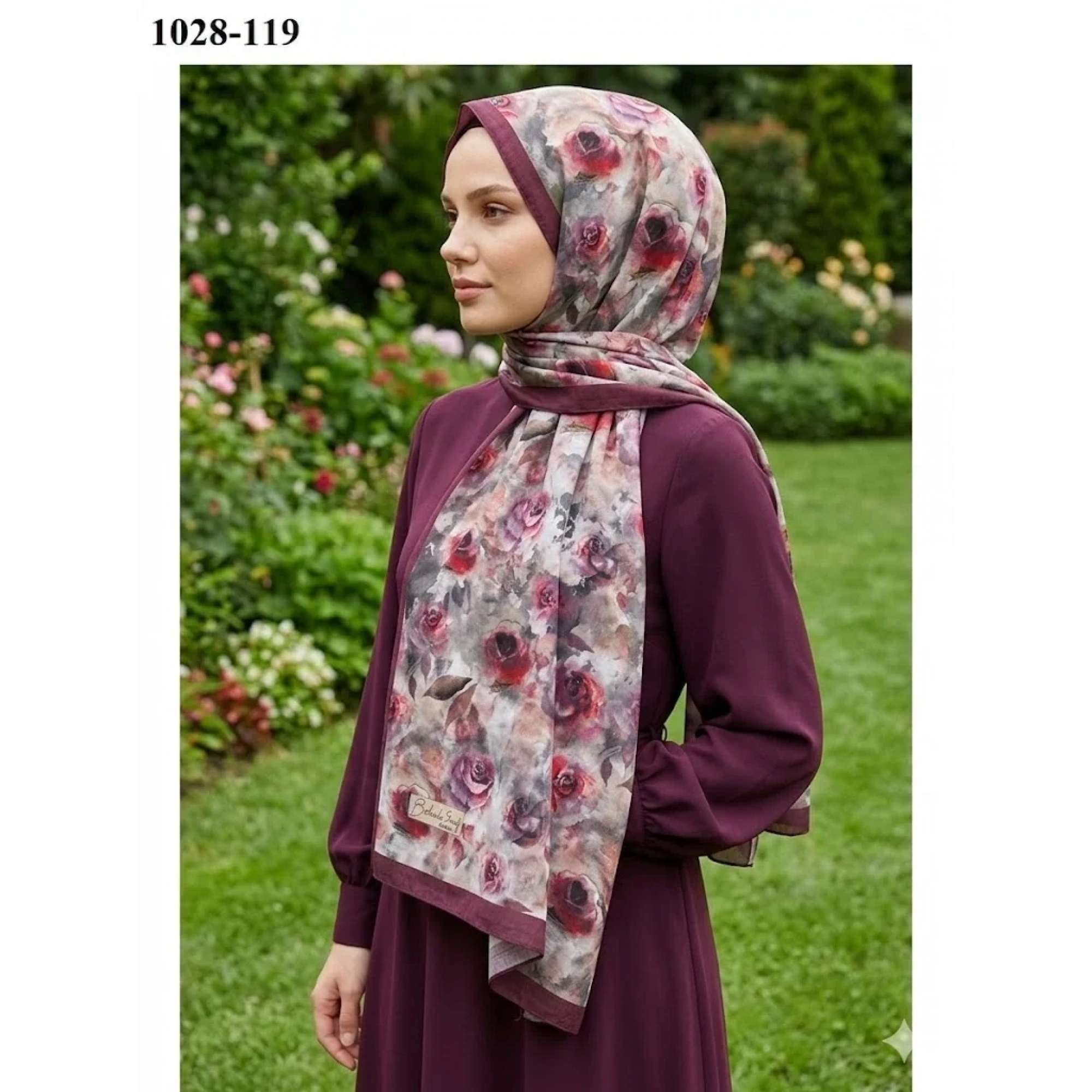 BelindaScarf Bambu Kraş Pamuk Şal (Bordo ) 1028-119
