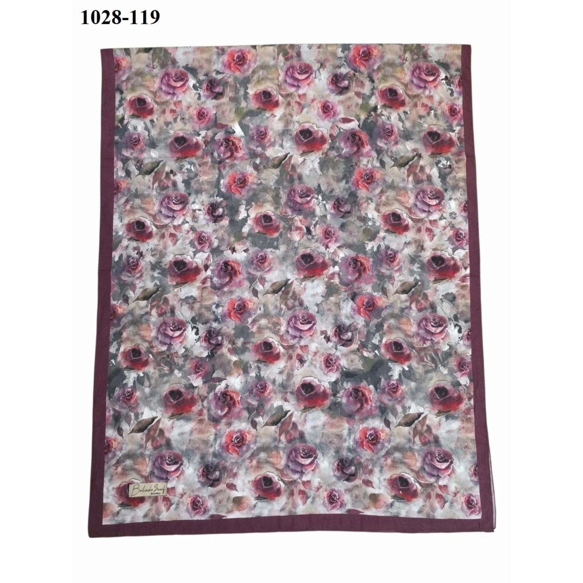 BelindaScarf Bambu Kraş Pamuk Şal (Bordo ) 1028-119