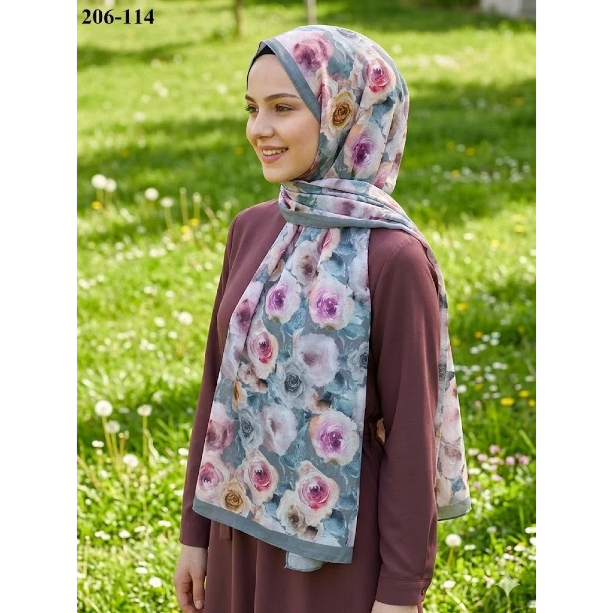 BelindaScarf Bambu Kraş Pamuk Şal (Gri) 206-114
