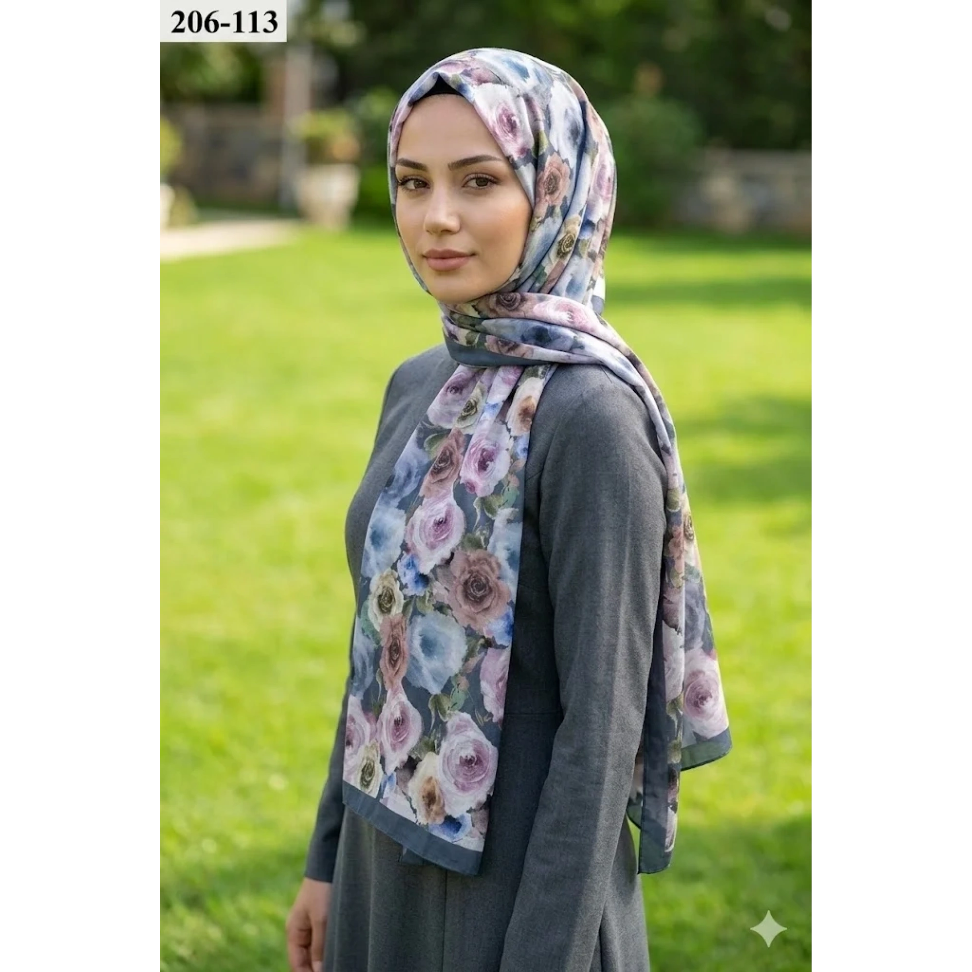 BelindaScarf Bambu Kraş Pamuk Şal (İndigo) 206-113
