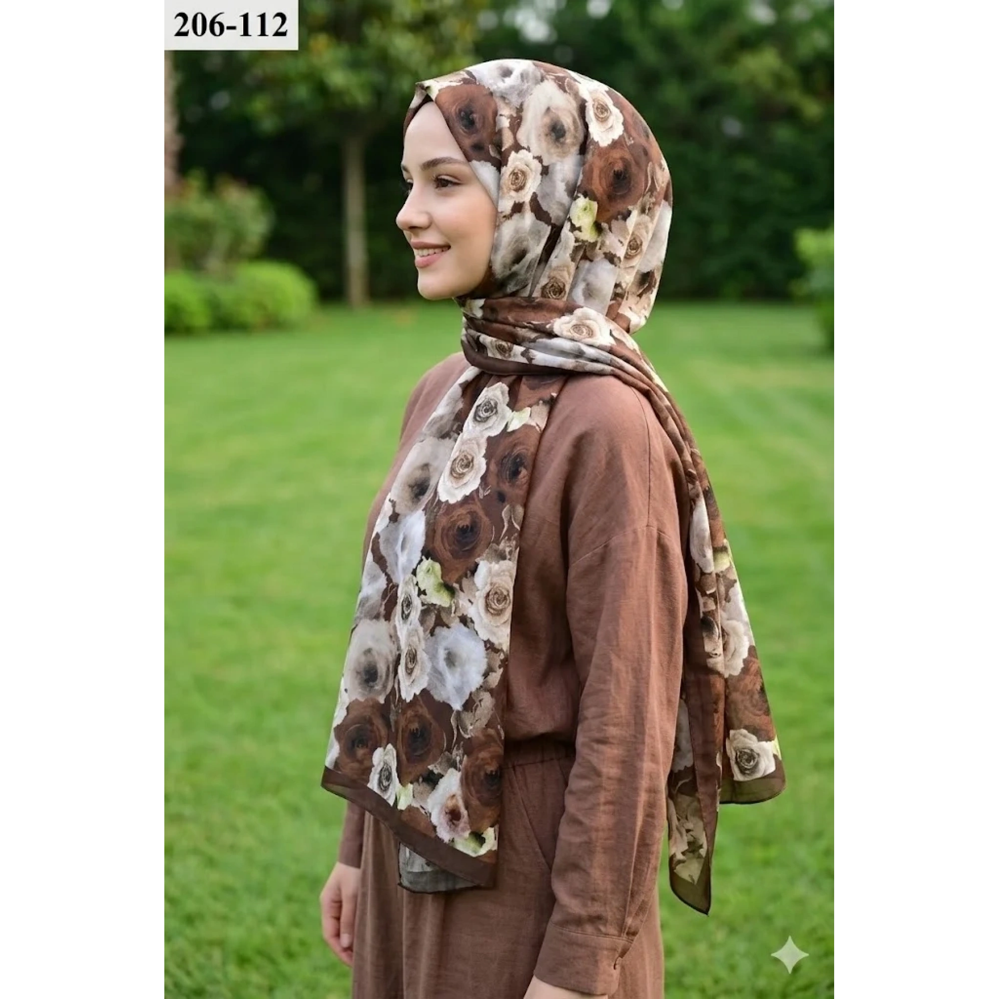 BelindaScarf Bambu Kraş Pamuk Şal (Kahve) 206-112