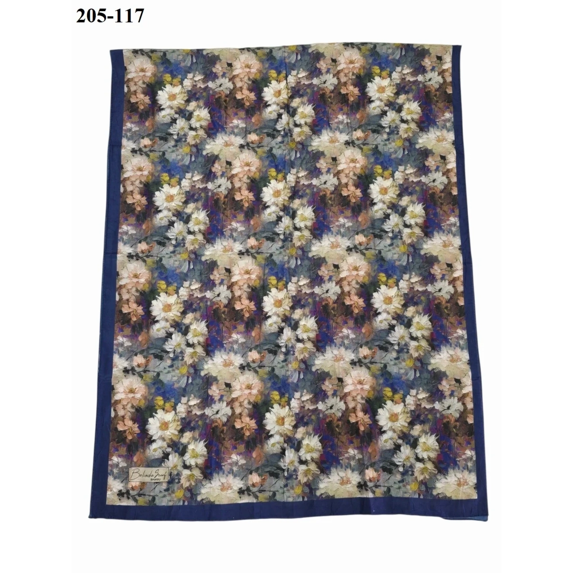 BelindaScarf Bambu Kraş Pamuk Şal (Lacivert) 205-117