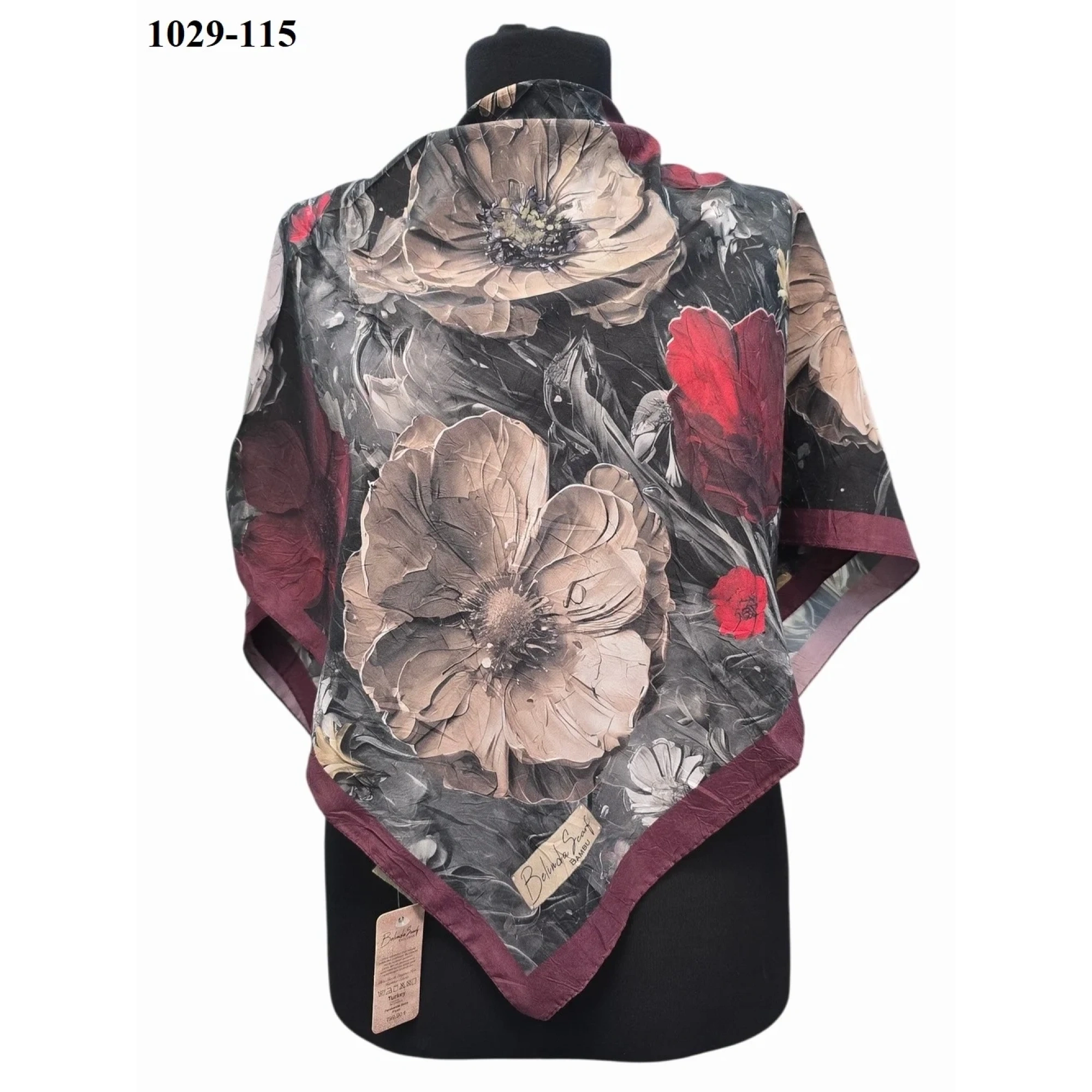BelindaScarf Bambu Pamuk Eşarp (Bordo) 1029-115