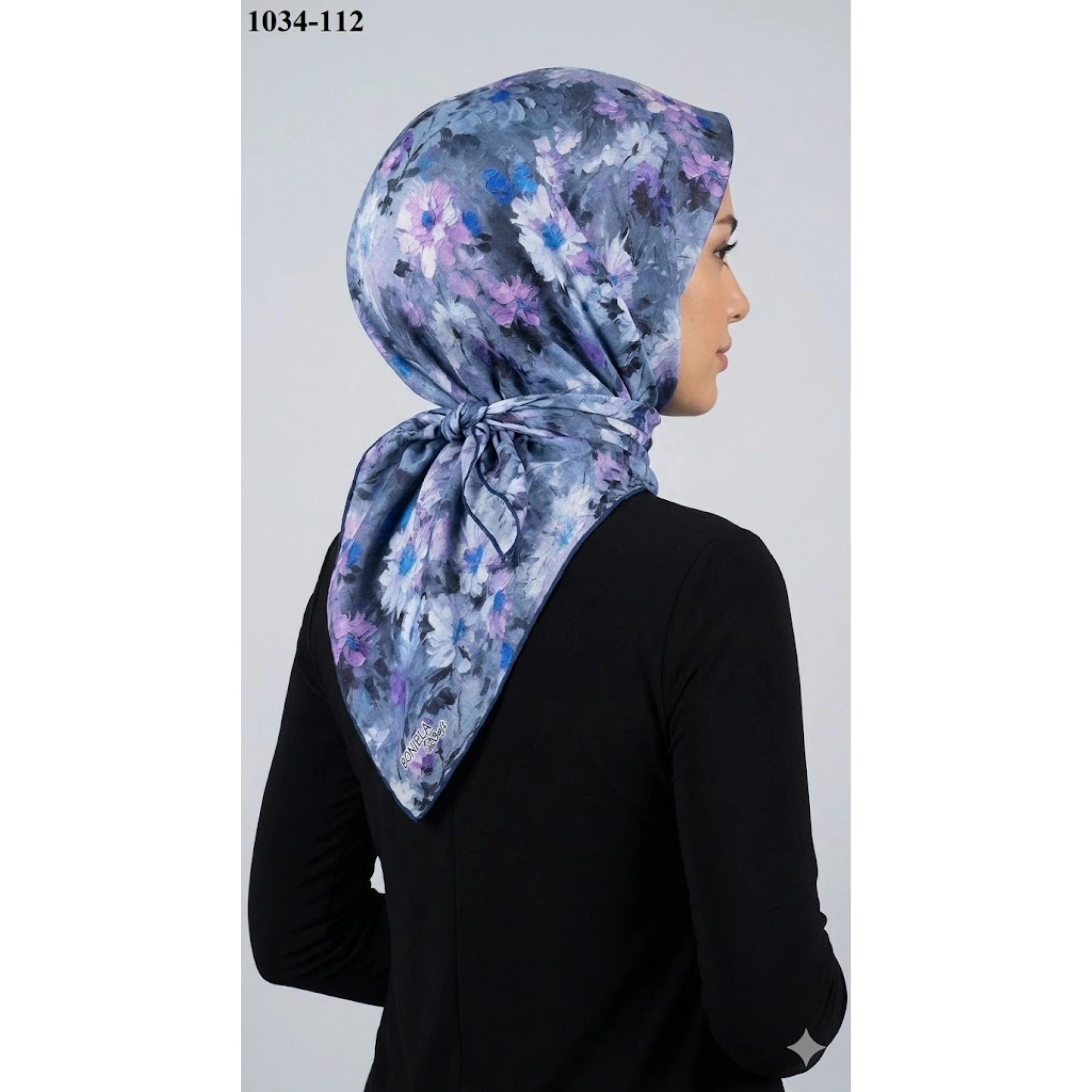 Bonjela Soft Pamuk Eşarp (gri-pembe) 1034-112