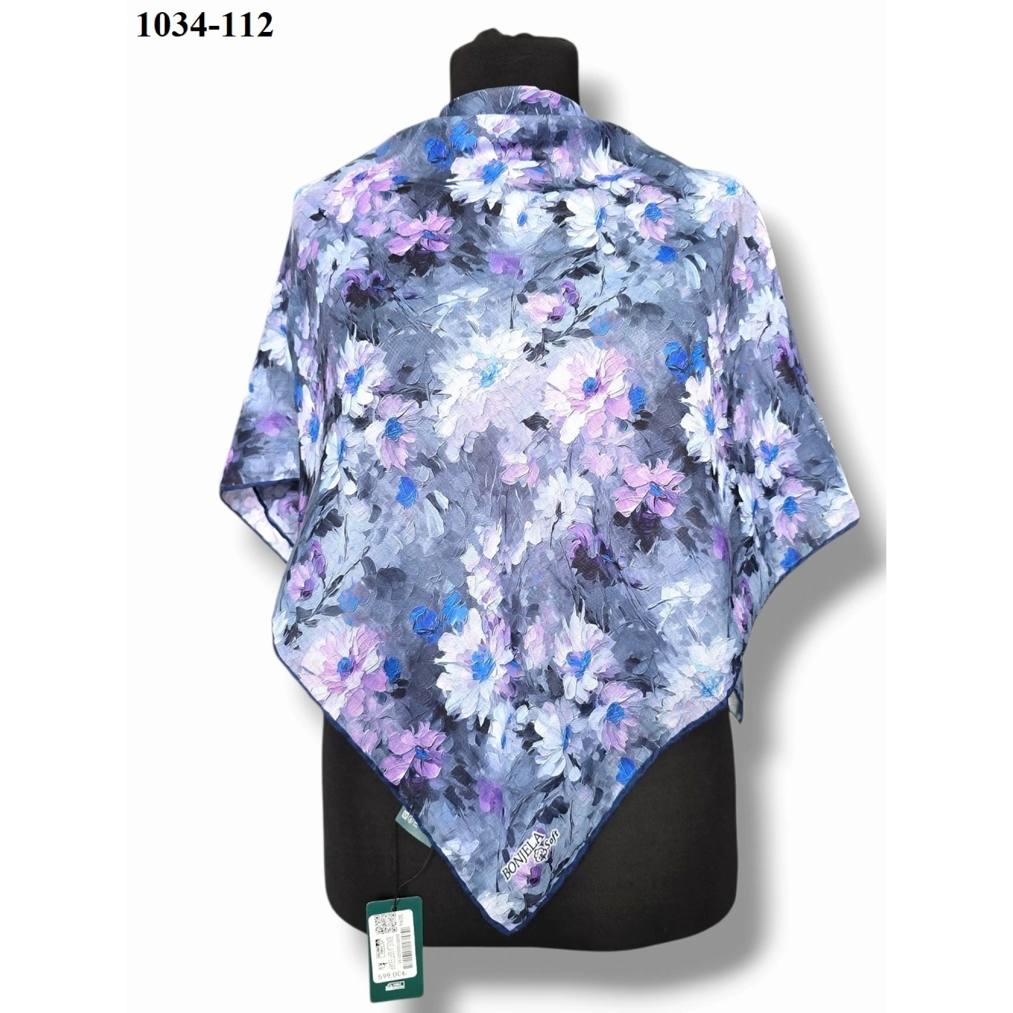 Bonjela Soft Pamuk Eşarp (gri-pembe) 1034-112