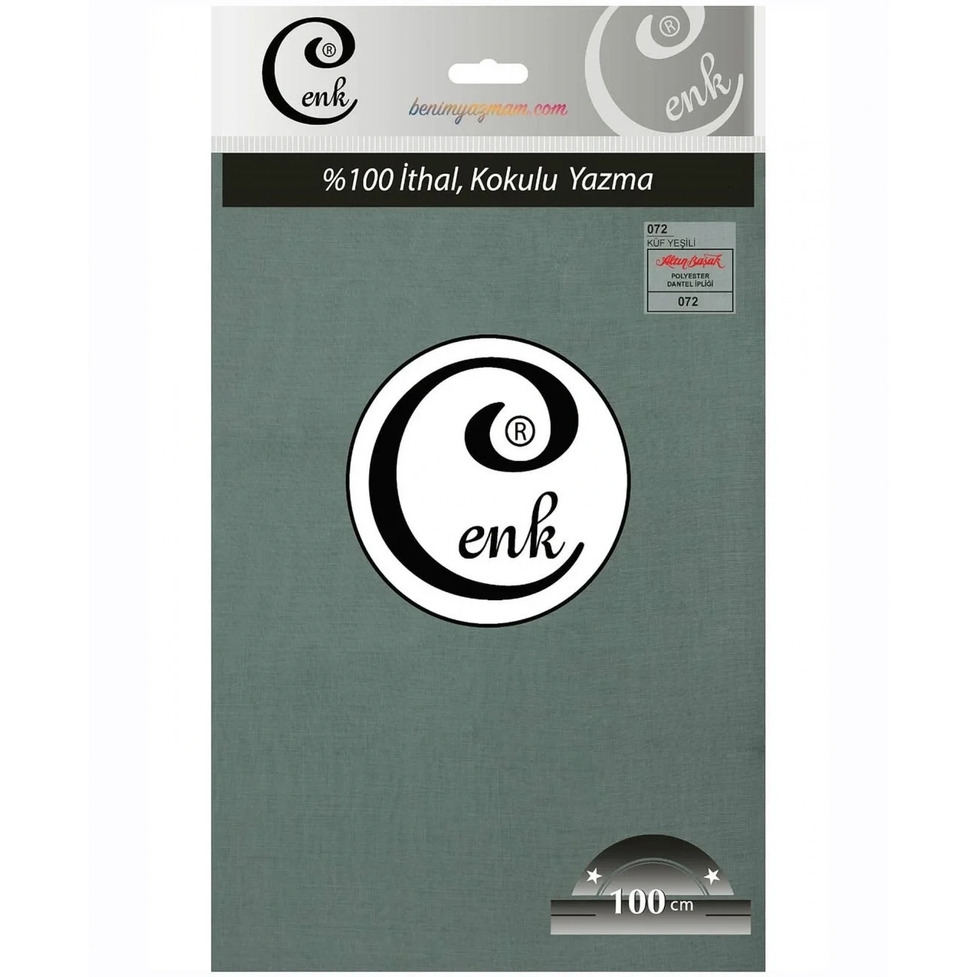 Cenk Düz Renk Poşetli Oyalık Yazma (küf yeşili) cenk-duz-072