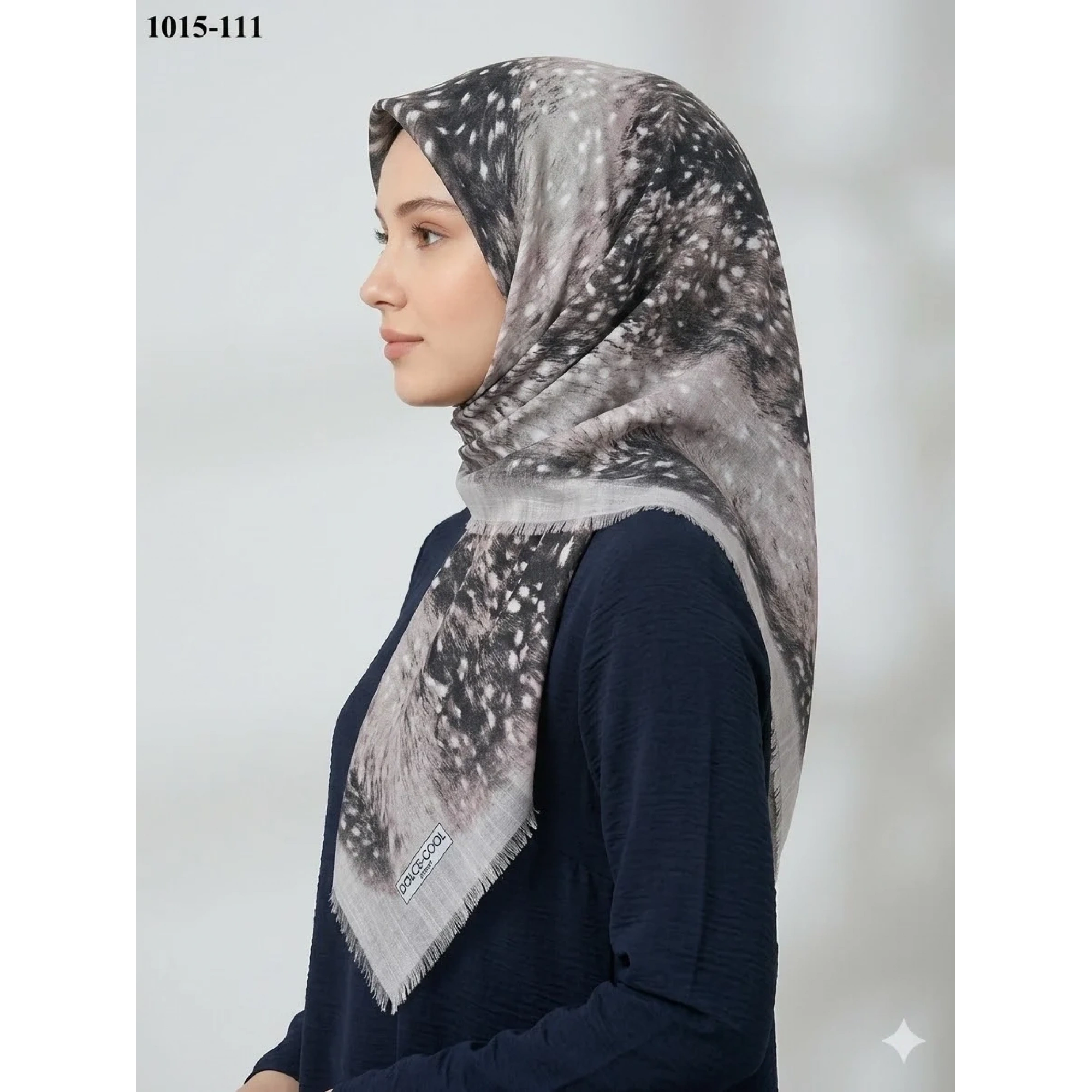 Dolce Cool Desenli Flamlı Pamuk Eşarp 1015-111