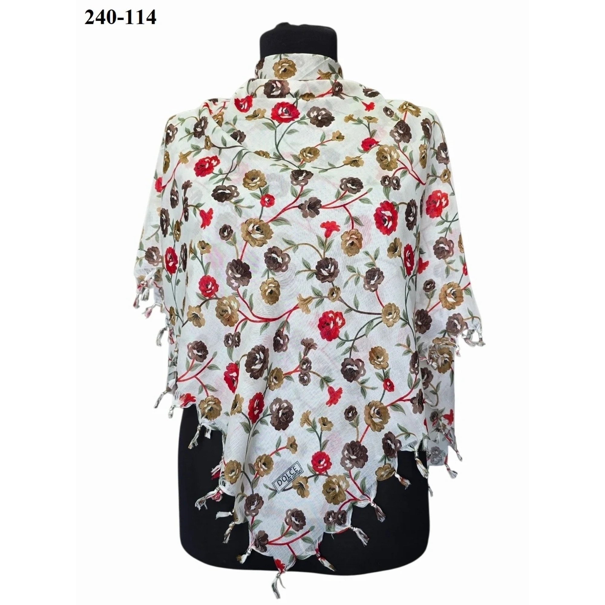 Dolce Life Desenli Sökme Boncuklu Eşarp 240-114