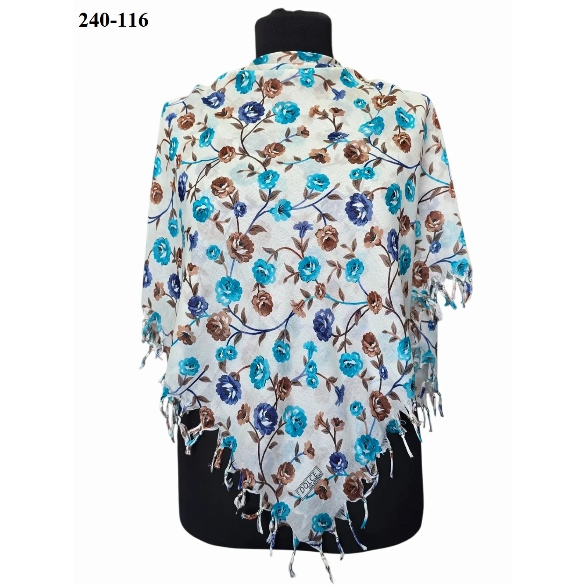 Dolce Life Desenli Sökme Boncuklu Eşarp 240-116