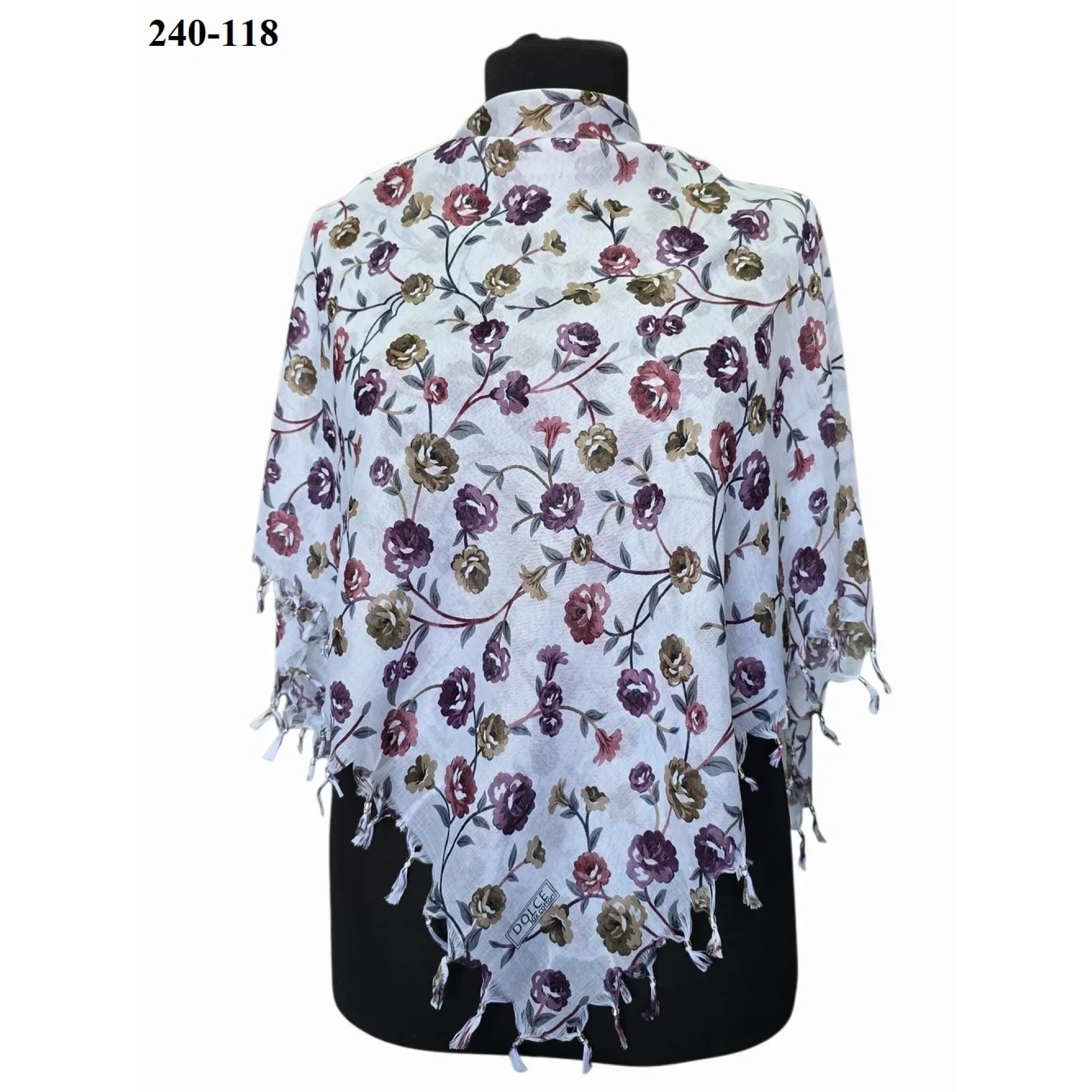 Dolce Life Desenli Sökme Boncuklu Eşarp 240-118