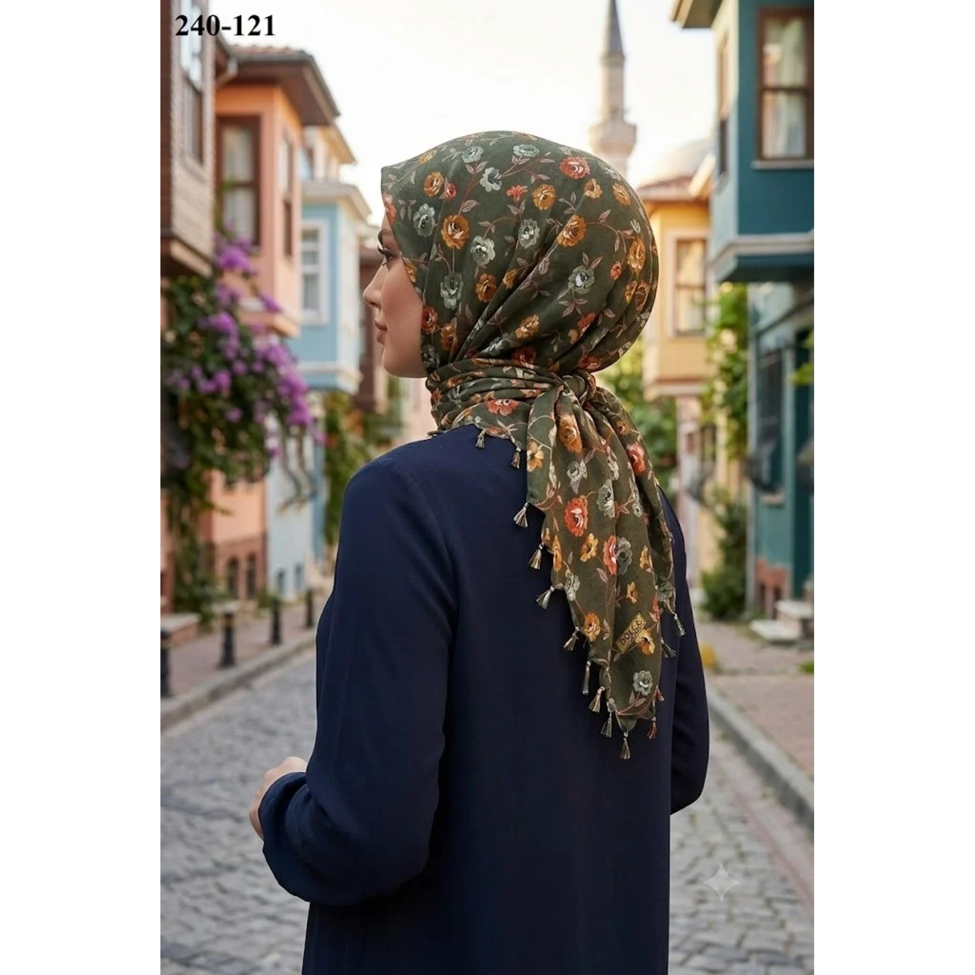 Dolce Life Desenli Sökme Boncuklu Eşarp 240-121