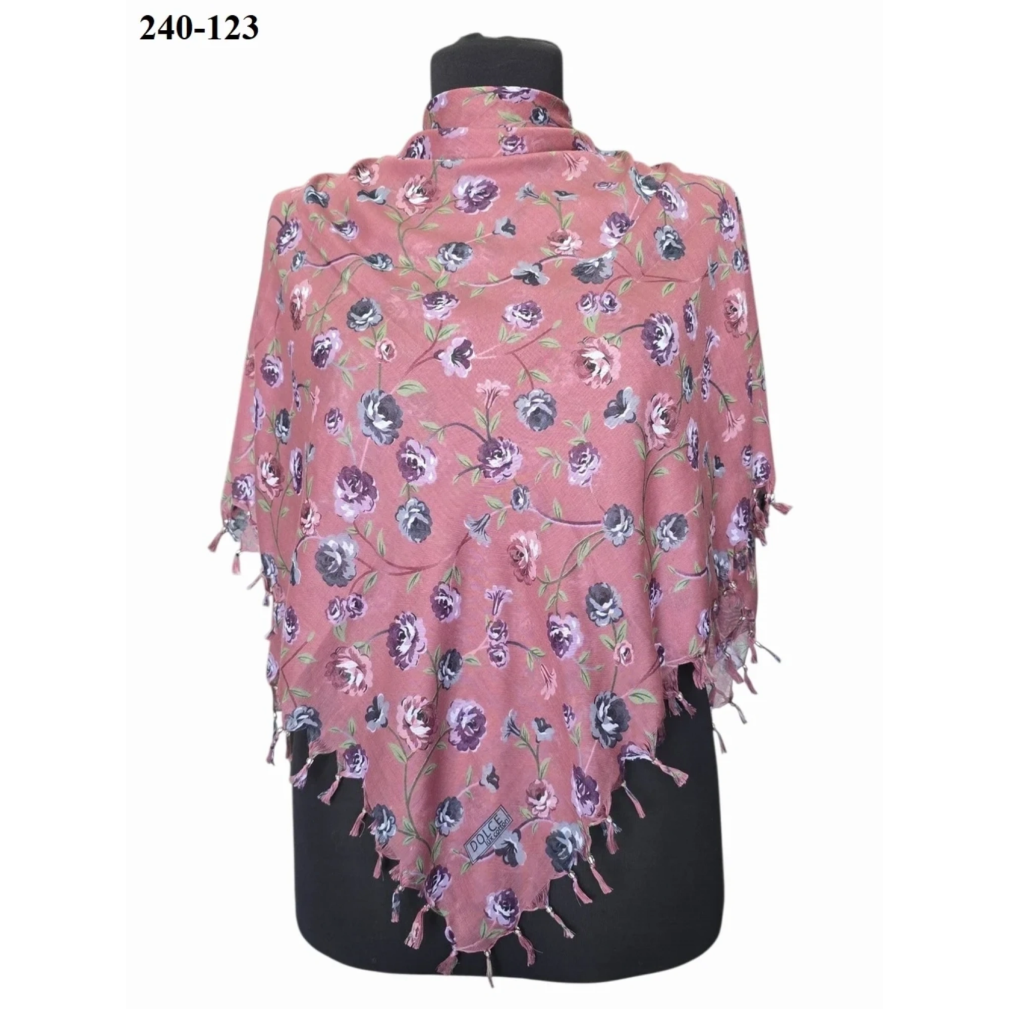 Dolce Life Desenli Sökme Boncuklu Eşarp 240-123