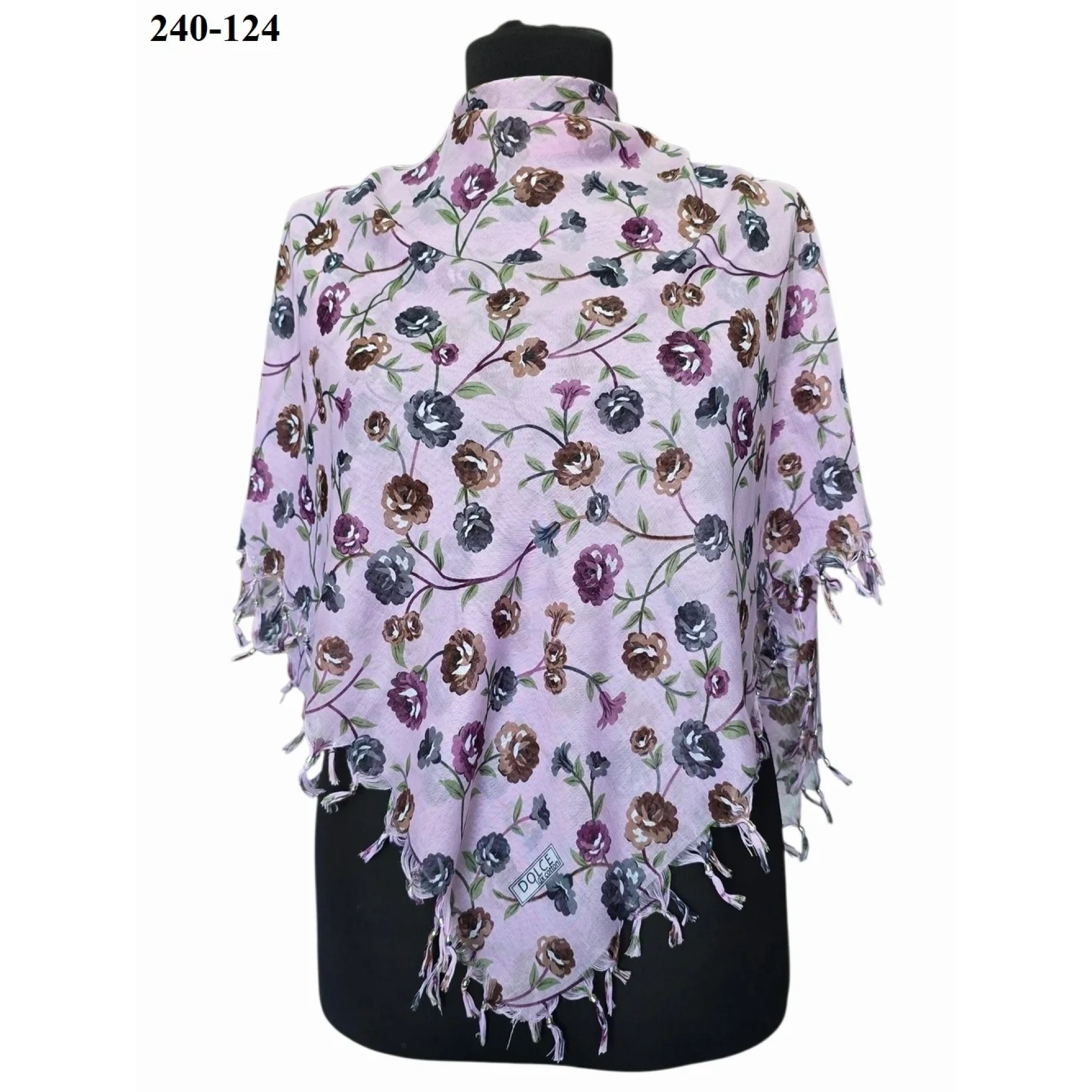 Dolce Life Desenli Sökme Boncuklu Eşarp 240-124