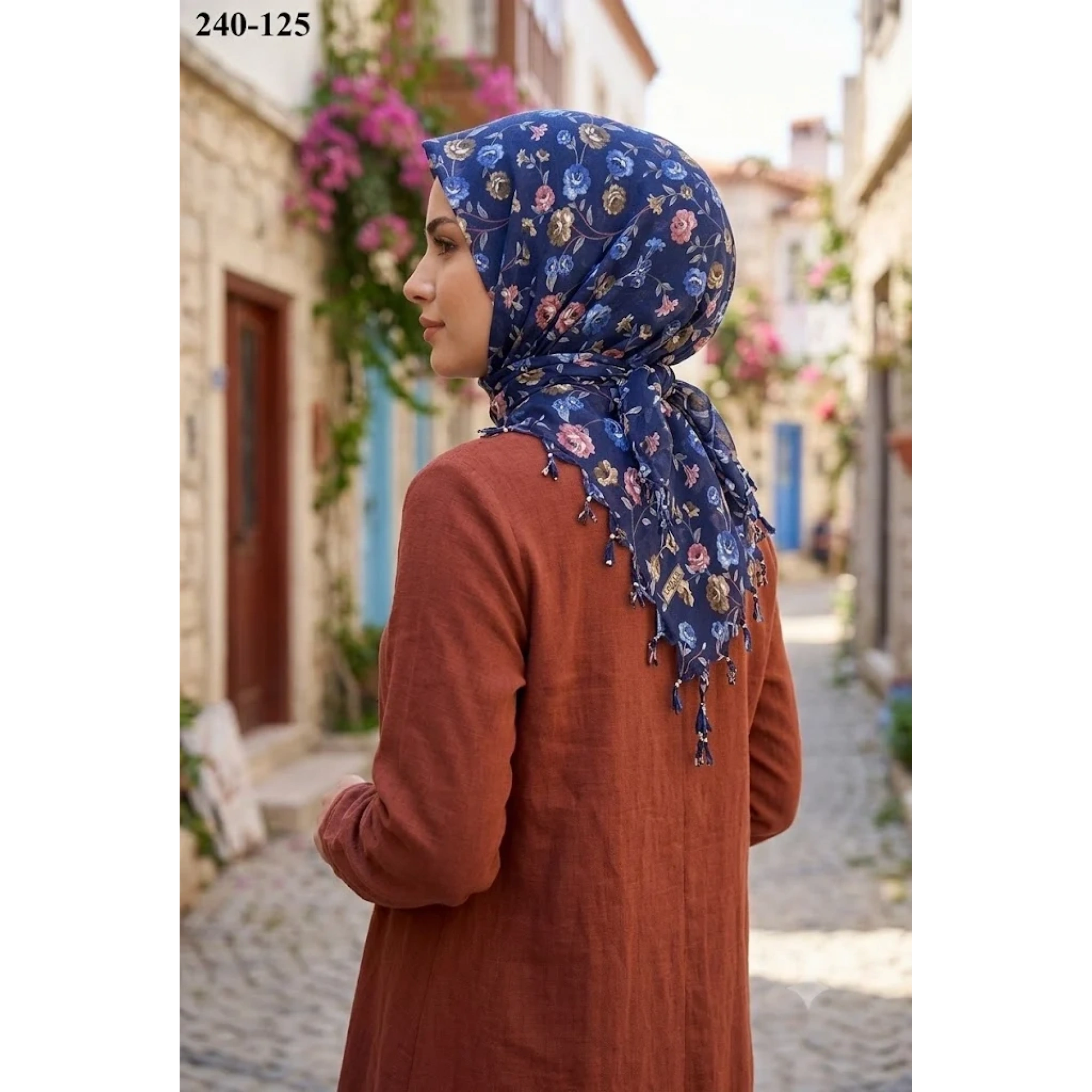 Dolce Life Desenli Sökme Boncuklu Eşarp 240-125