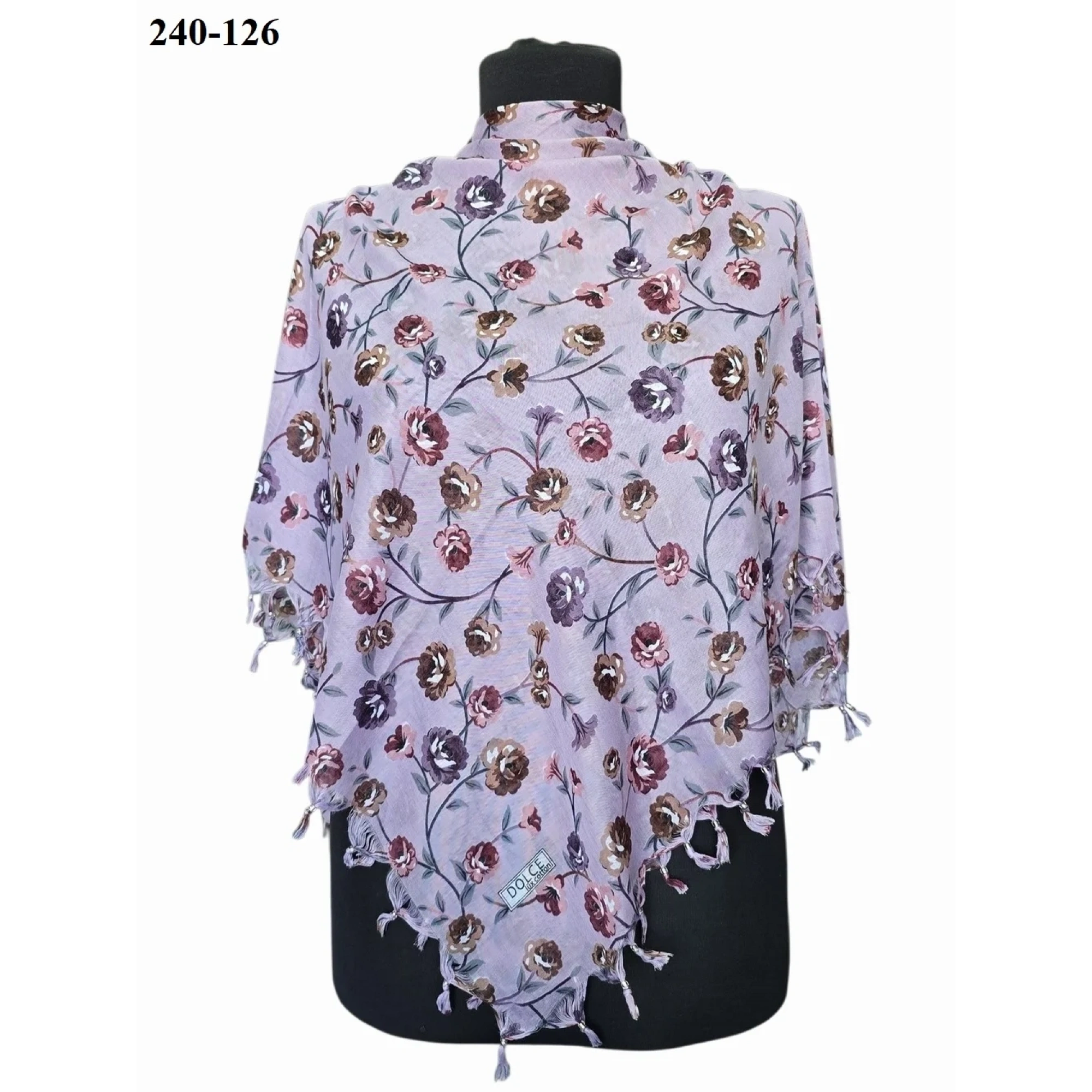 Dolce Life Desenli Sökme Boncuklu Eşarp 240-126