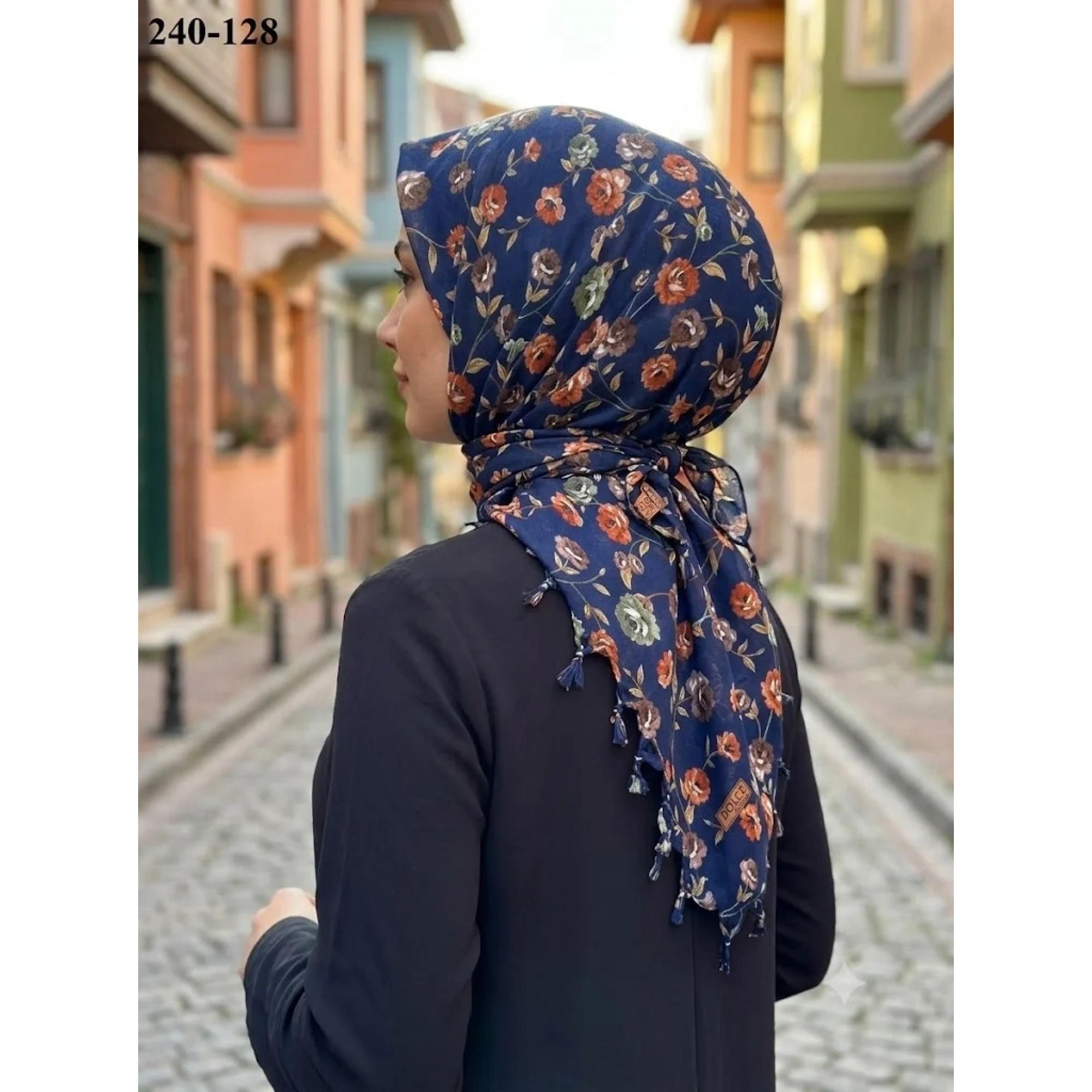 Dolce Life Desenli Sökme Boncuklu Eşarp 240-128