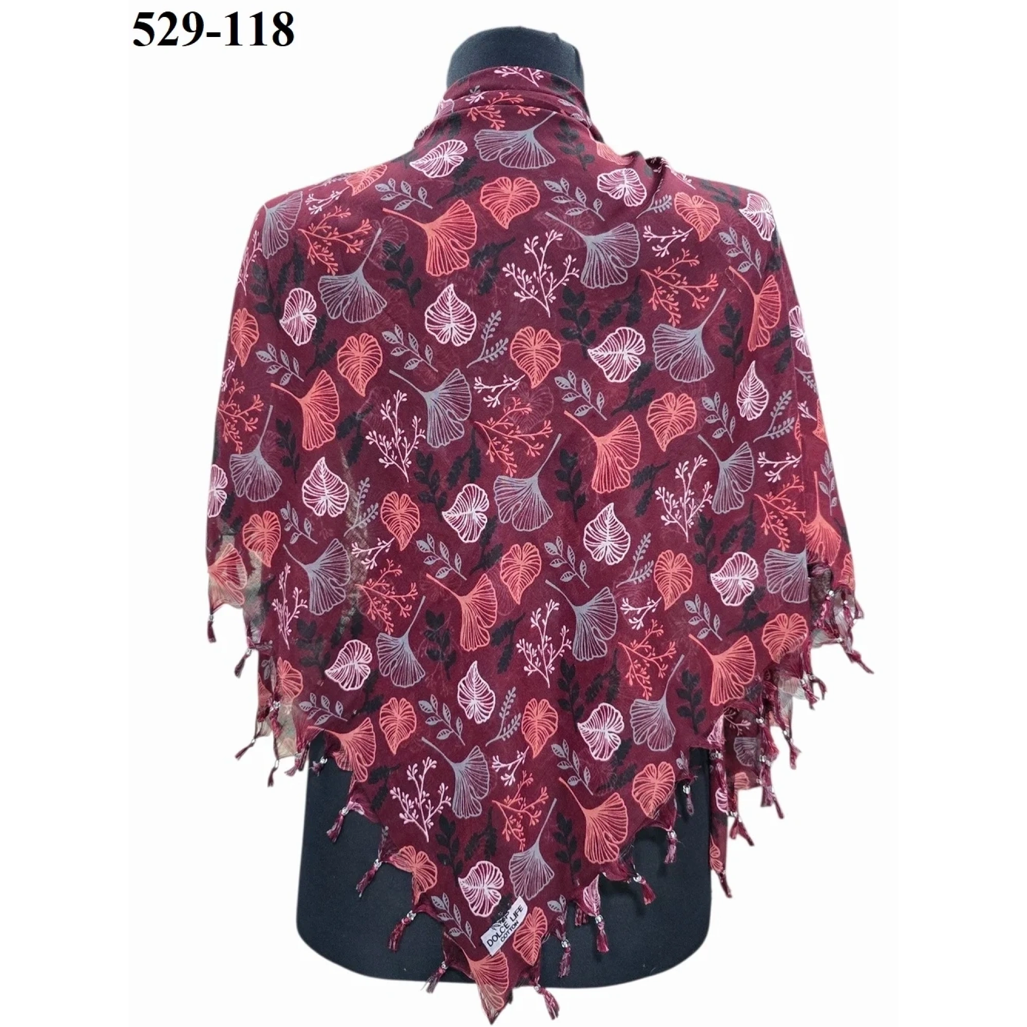 Dolce Life Desenli Sökme Boncuklu Eşarp 529-118