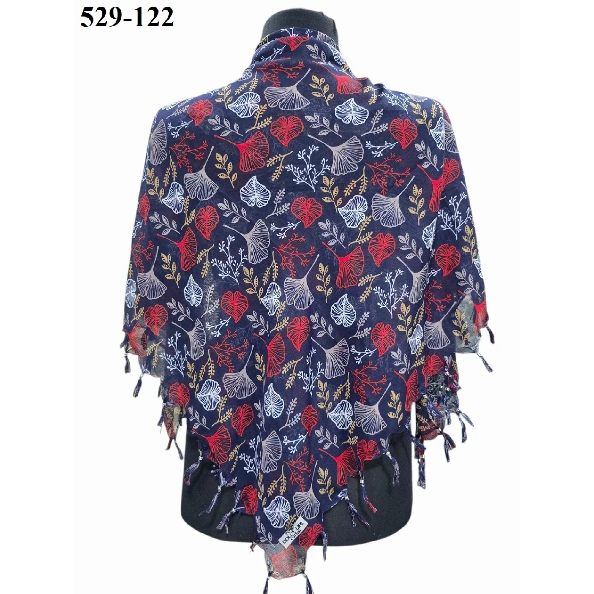 Dolce Life Desenli Sökme Boncuklu Eşarp 529-122