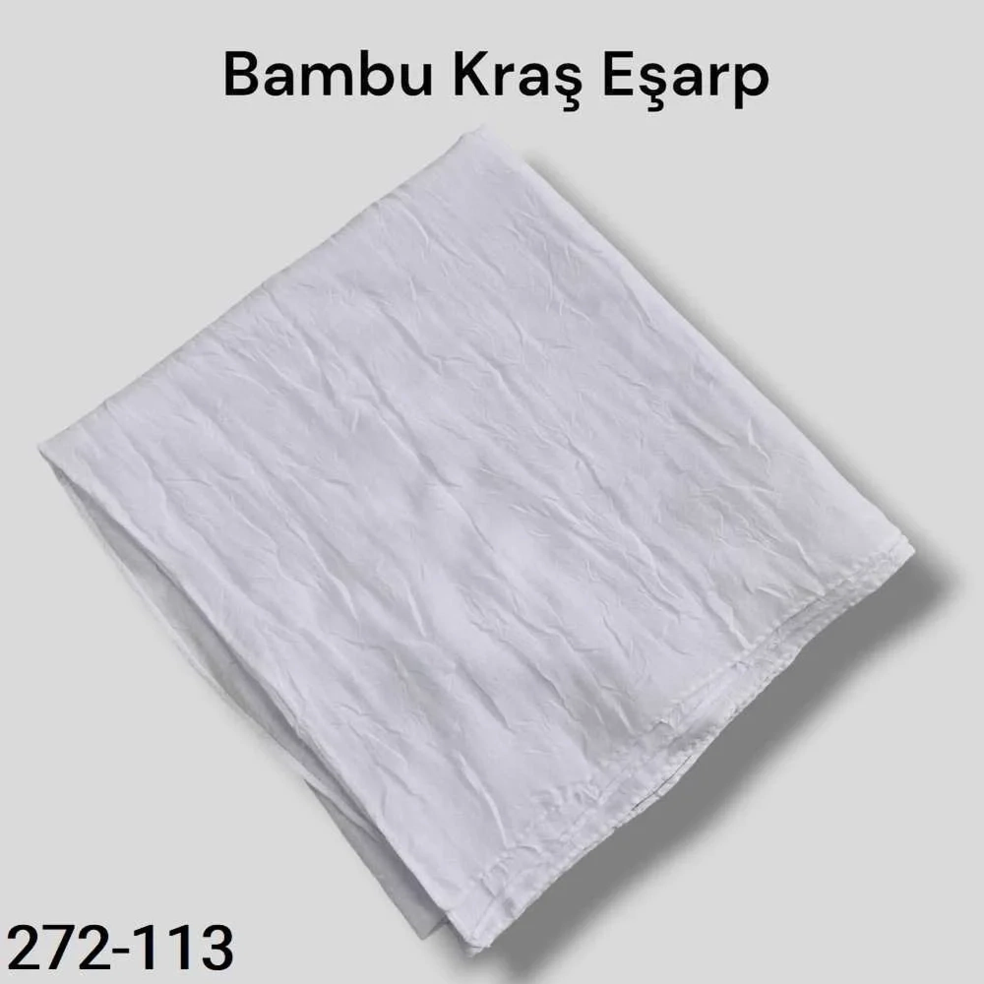 Düz Renk Bambu Pamuk Eşarp Beyaz 272-113