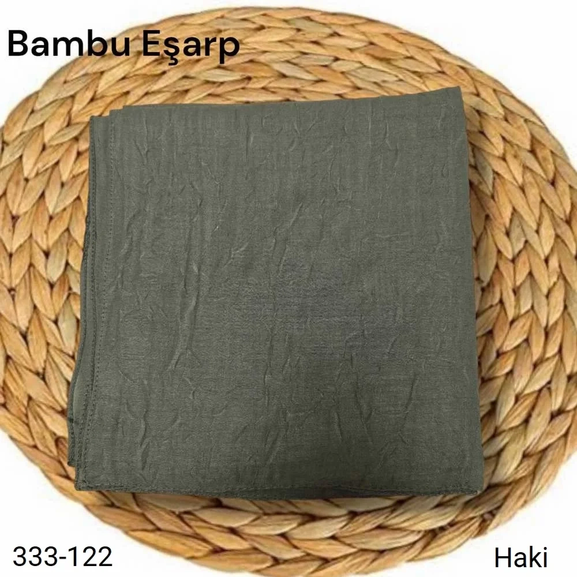 Düz Renk Bambu Pamuk Eşarp Haki 333-122