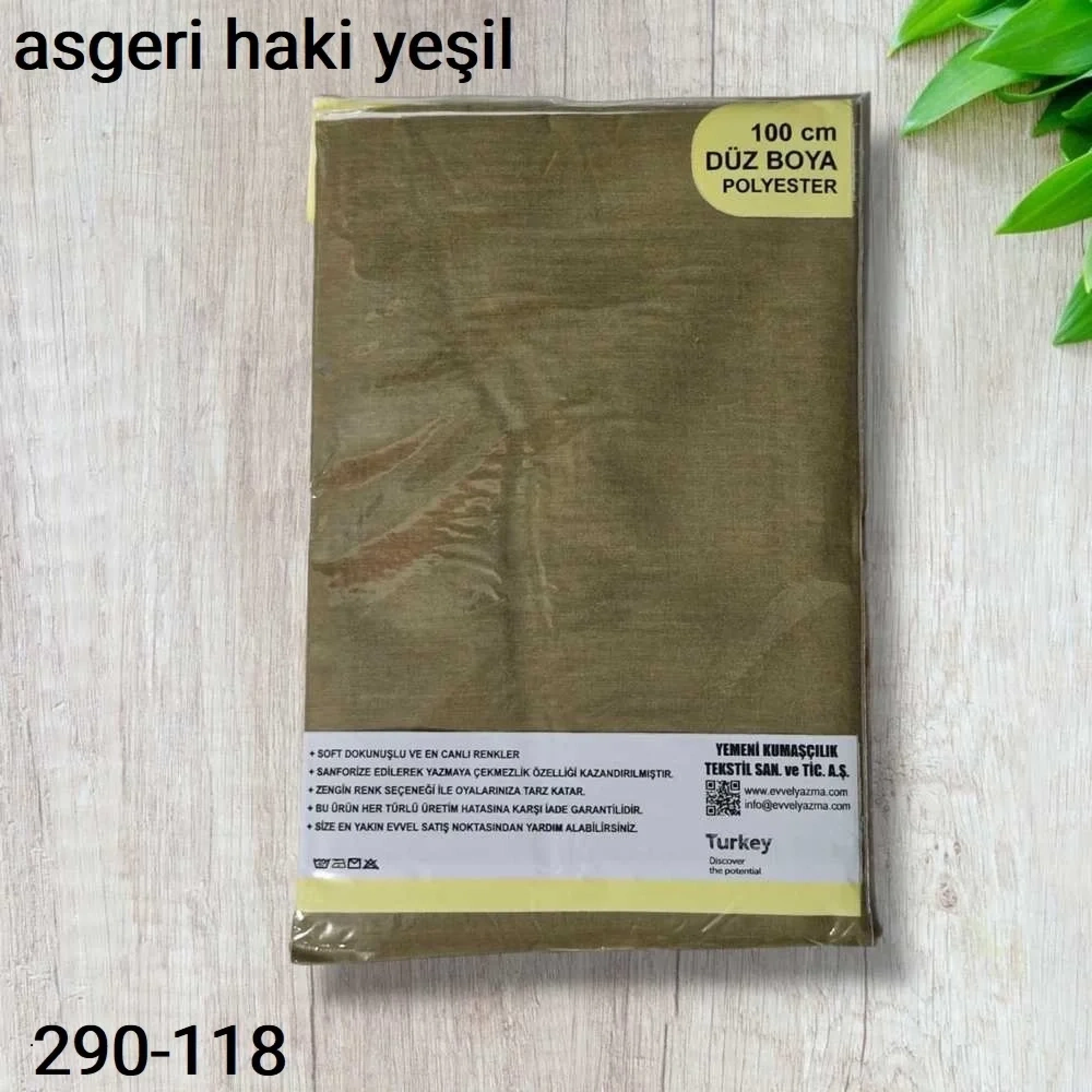 Düz Renk Ekonomik Poşetli Oyalık Yazma askeri haki yeşili 290-118