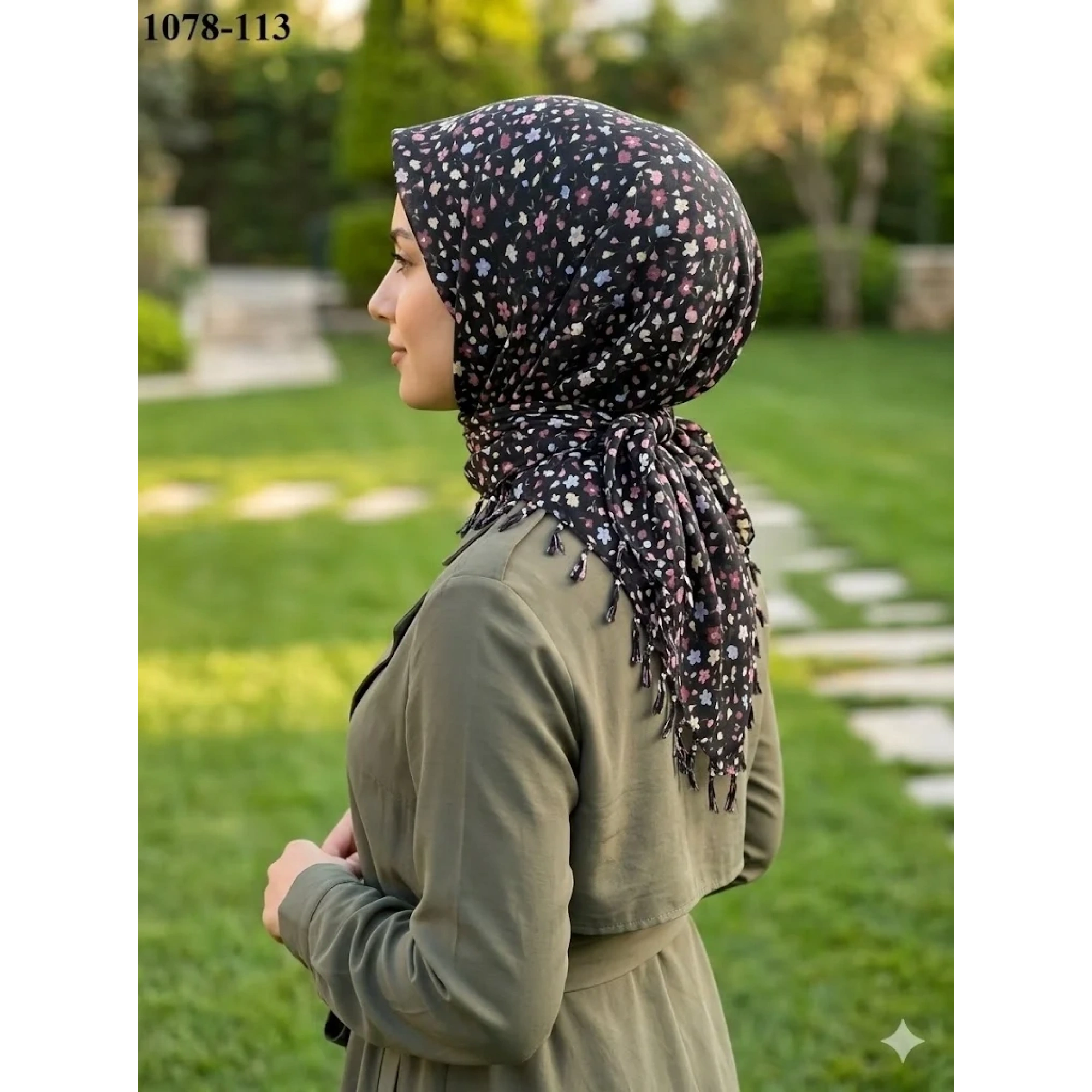 Eyfel Desenli Sökme Boncuklu Eşarp 1078-113