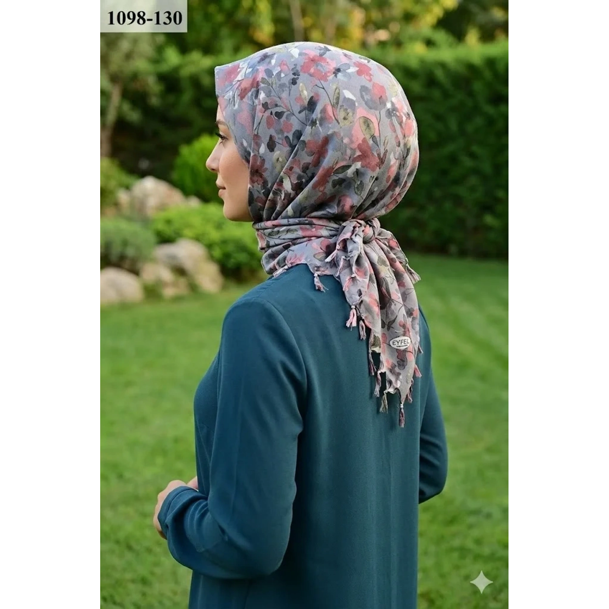 Eyfel Desenli Sökme Boncuklu Eşarp 1098-130