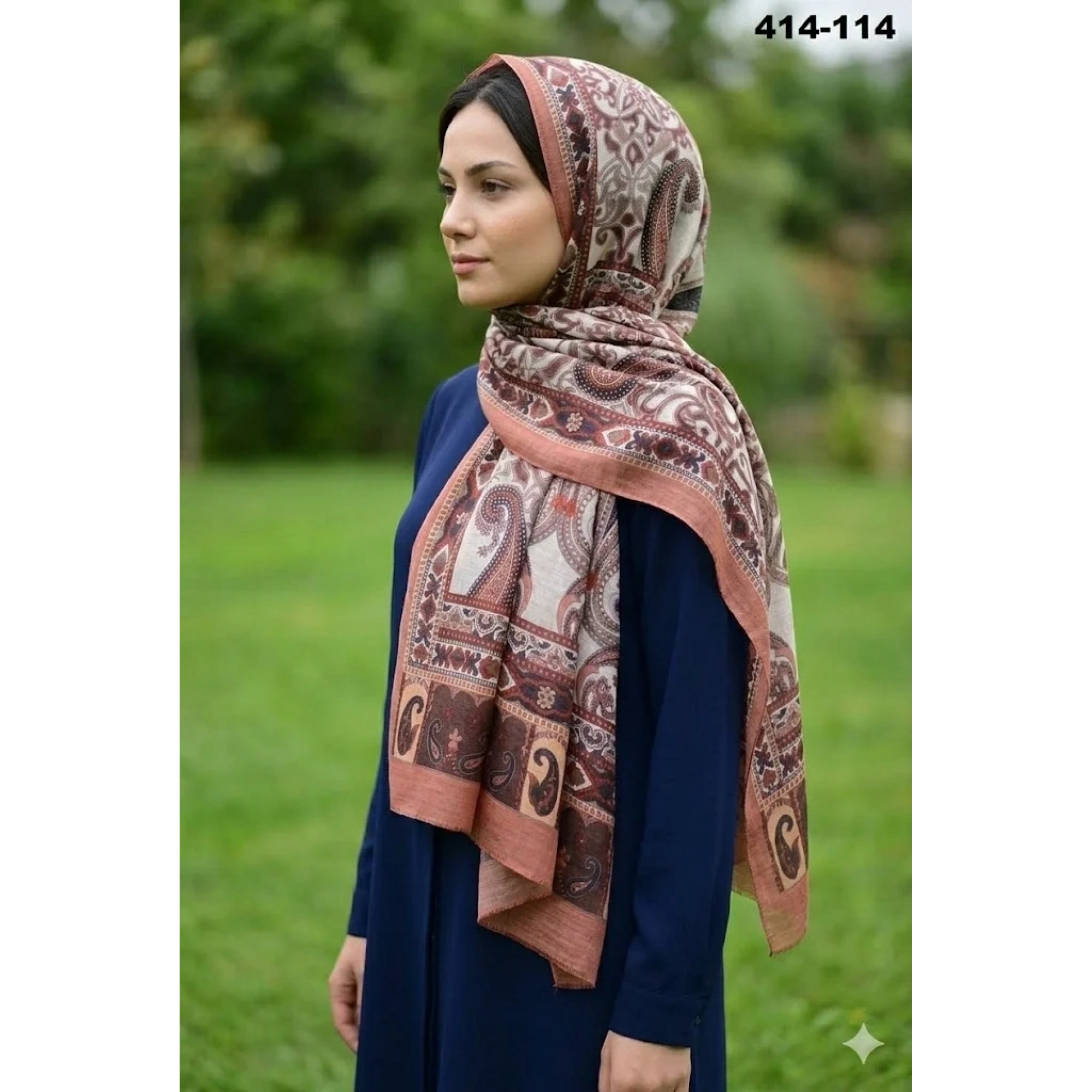 Eylül İpek Etnik Desen Soft Şal 414-114