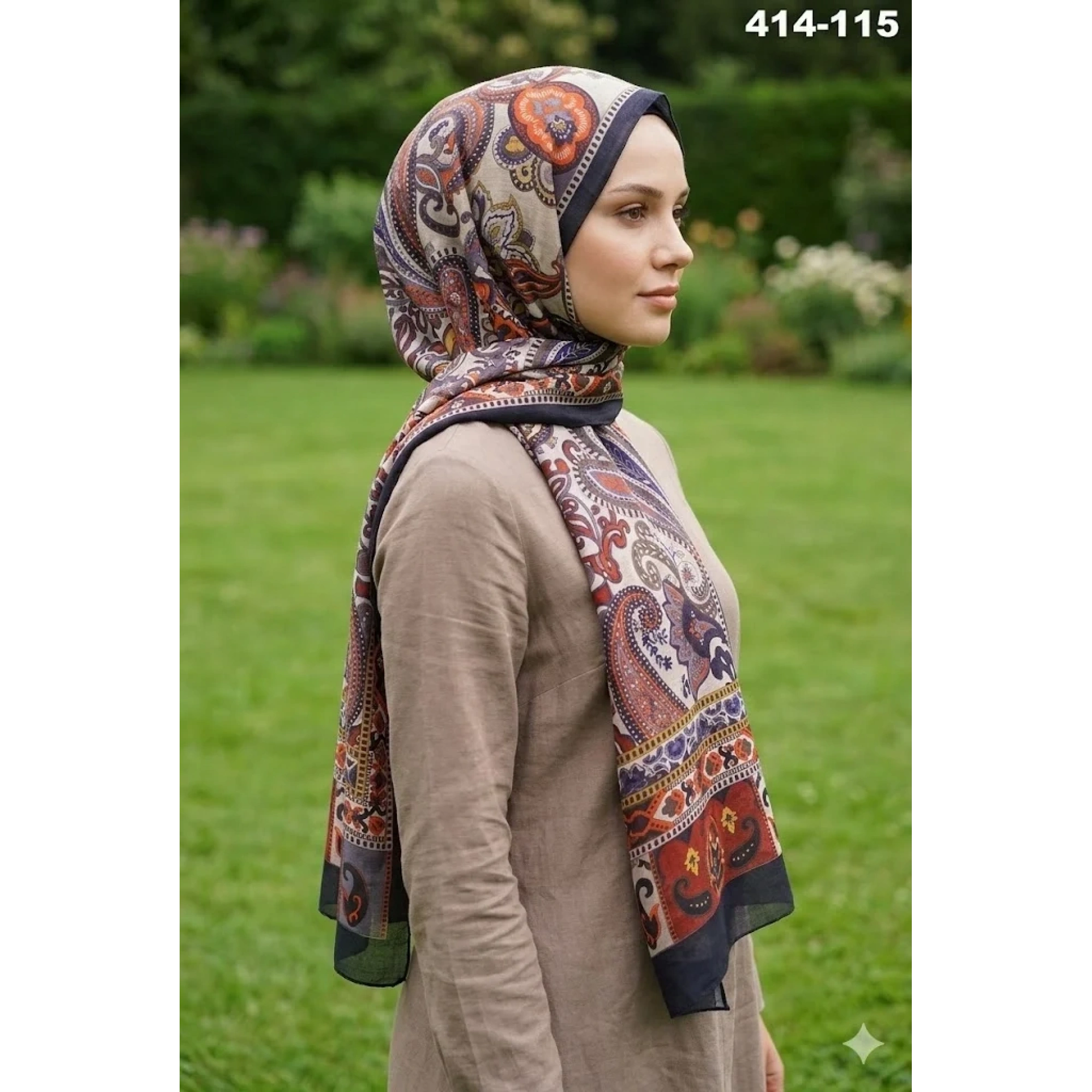 Eylül İpek Etnik Desen Soft Şal 414-115